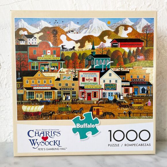 Charles Wysocki Pete's Gambling Hall 1000 Piece Jigsaw Puzzle Buffalo Games NEW - Picture 1 of 5
